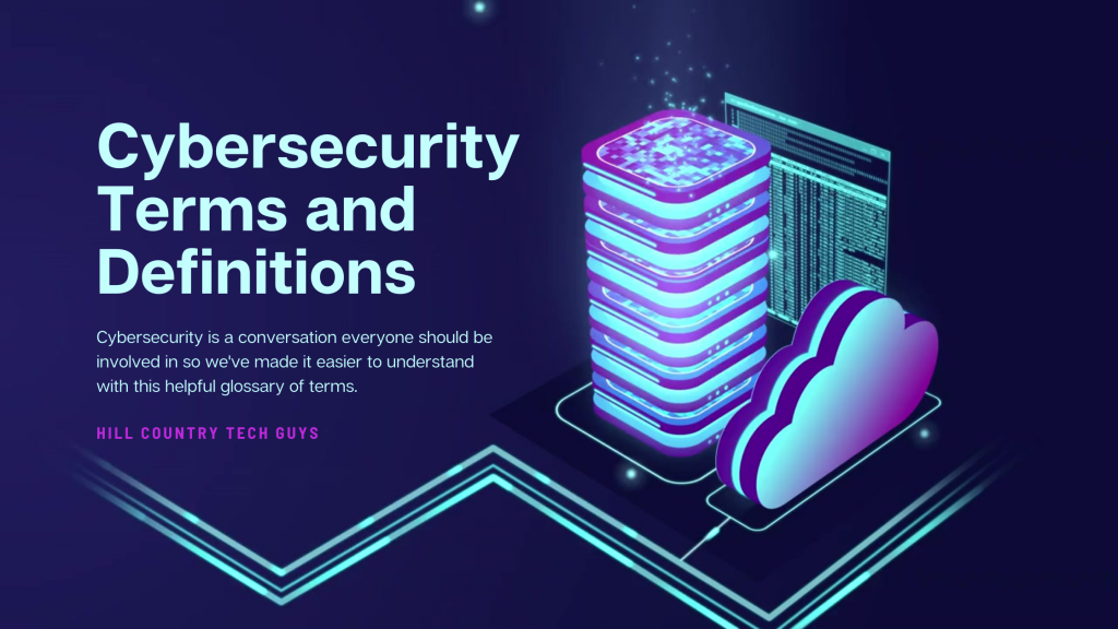 vector image for cybersecurity terms for small business showing cybersecurity terms and definitions